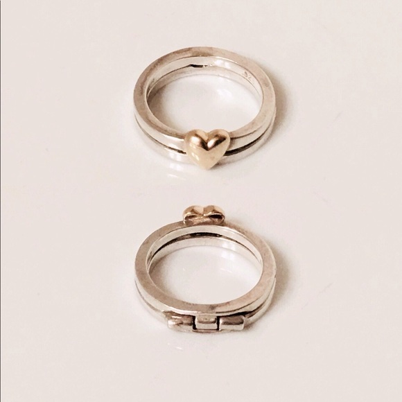 Unique Sterling & 14k Gold Hinged I Love You Ring - Picture 5 of 8